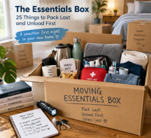 The Essentials Box: 25 Things to Pack Last and Unload First